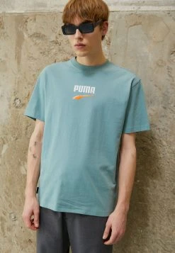 Puma Downtown Logo Tee - Print T-Shirt - Adriatic -Fashion clothing 005cbe76172b4745bfdec21d9670def2