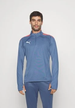 Puma Teamliga 1/4 Zip - Long Sleeved Top - Inky Blue/Fire Orchid