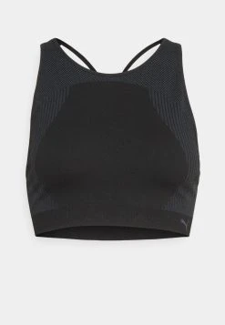 Puma Low Impact Long Line Seamless Bra - Light Support Sports Bra - Black -Fashion clothing 03b46384f3ed41af9e89e0f6992ec27f