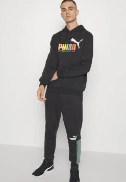 Puma Block Tape - Tracksuit Bottoms - Black/Eucalyptus -Fashion clothing 044e7be713d649ebbbeaa241299cb1be