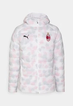 Puma Ac Milan Padded Jacket - Club Wear - White/Tango Red -Fashion clothing 0a010f183af54305894ba60e92286004