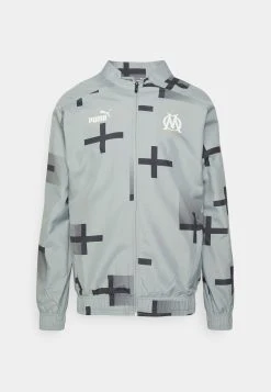 Puma Olympique De Marseille Prematch Jacket - Club Wear - Cool Gray/ White -Fashion clothing 0d70e69b8dd9450ca29f9c3a880c1449