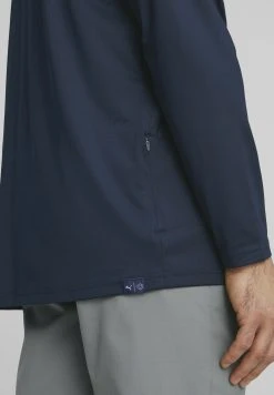 PUMA Golf Mattr Colorblock Hoodie - Long Sleeved Top - Navy Blazer Bright White -Fashion clothing 17ddf874beb24483aac8d935bbec8df3