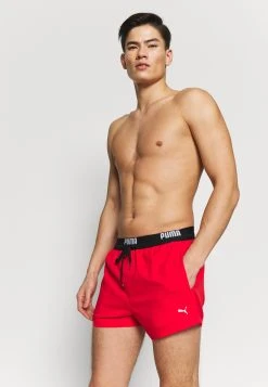 Puma Swim Men Logo Length Swim Shorts - Swimming Shorts - Red -Fashion clothing 1b2d43af546d40b6a656a5df6e5463dc