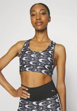 Puma Mid Impact Keeps Graphic Bra- Medium Support Sports Bra - Black Concept -Fashion clothing 297f1ec418104b73a1749fdebdd964cd