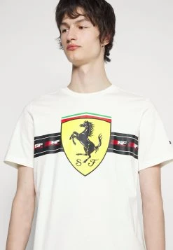 Puma Ferrari Race Heritage Big Shield Tee - Print T-Shirt - Warm White -Fashion clothing 2f0daf26cf7046b0ab84db3e81c3c6ca