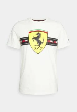 Puma Ferrari Race Heritage Big Shield Tee - Print T-Shirt - Warm White -Fashion clothing 324fd7743b6f4e9485b72a608dcf259f