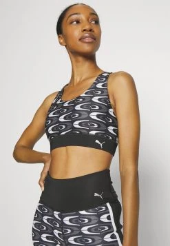 Puma Retro Glam Strappy Bra - Medium Support Sports Bra - Black -Fashion clothing 36550e01cfeb41d2984b6a94e06e38c4