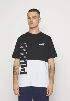 Puma Power Colorblock - Print T-Shirt - Black/White