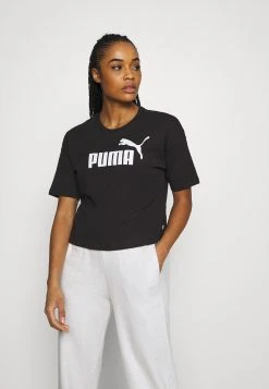 Ess Cropped Logo - Print T-Shirt - Puma Black