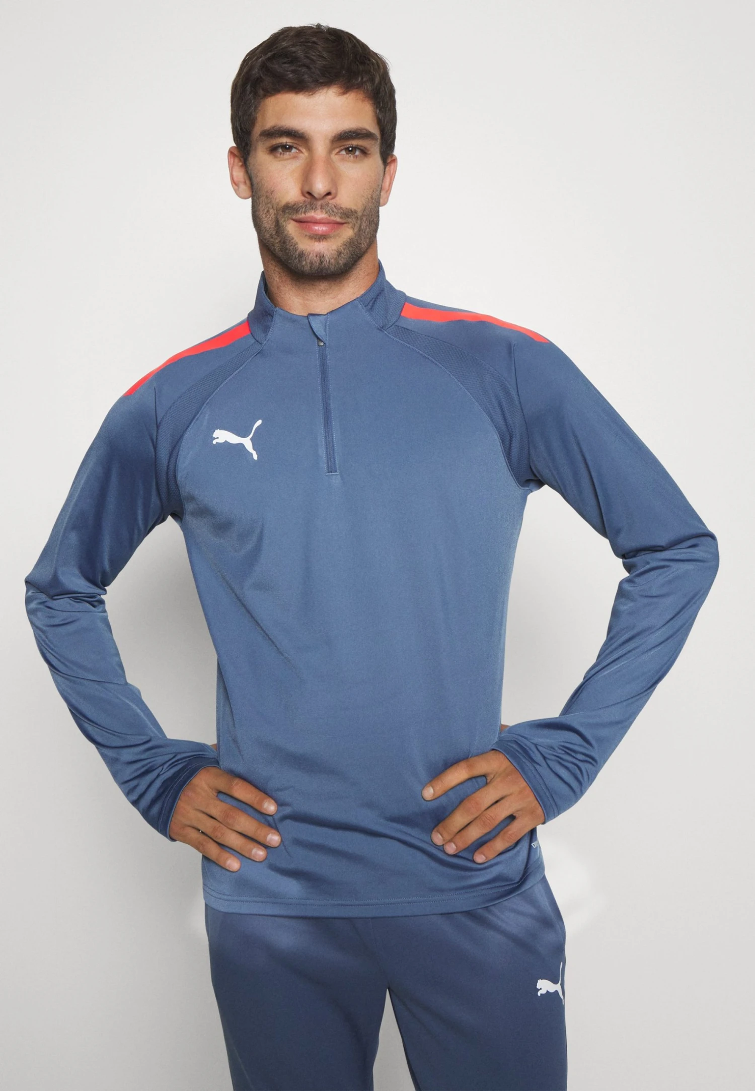 Puma Teamliga 1/4 Zip - Long Sleeved Top - Inky Blue/Fire Orchid 6 Puma Teamliga 1/4 Zip - Long Sleeved Top - Inky Blue/Fire Orchid - Image 4