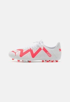 Puma Future Play Mg - Moulded Stud Football Boots - White/Fire Orchid