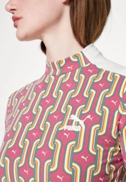 Puma 70S Psychedelic Graphic Cropped - Long Sleeved Top - Dusty Orchid -Fashion clothing cc99d3dfc95d428da1c999a65ed78816