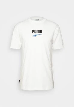 Puma Downtown Logo Tee - Print T-Shirt - White -Fashion clothing cefe6c94bae24e09b360fa87156b5fa4