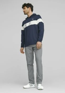 PUMA Golf Mattr Colorblock Hoodie - Long Sleeved Top - Navy Blazer Bright White -Fashion clothing d55685ae8b484048953cd40d4cfa2554