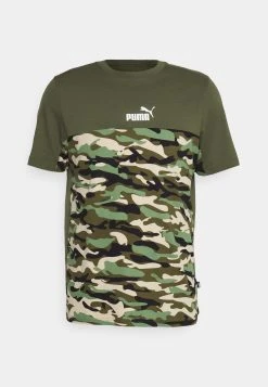 Puma Ess Block Camo Tee - Sports T-Shirt - Green Moss -Fashion clothing d8567b2be4a340049ad1624bc4ede9a1