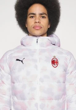 Puma Ac Milan Padded Jacket - Club Wear - White/Tango Red -Fashion clothing d9c71fa07db348afaad07c44b8caee98