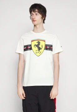 Puma Ferrari Race Heritage Big Shield Tee - Print T-Shirt - Warm White -Fashion clothing f796eb72fec540c3a867a871f45743e2