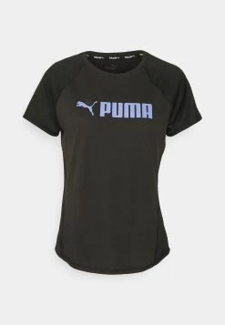 Puma Fit Logo Tee - Sports T-Shirt - Black/Elektro Purple -Fashion clothing fc9528c68e2e4d00b9bbfdc553a53178