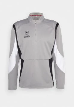 Puma King Pro 1/4 Zip - Long Sleeved Top - Concrete Gray/White -Fashion clothing ff3aa937b16940118c47add4356ad806